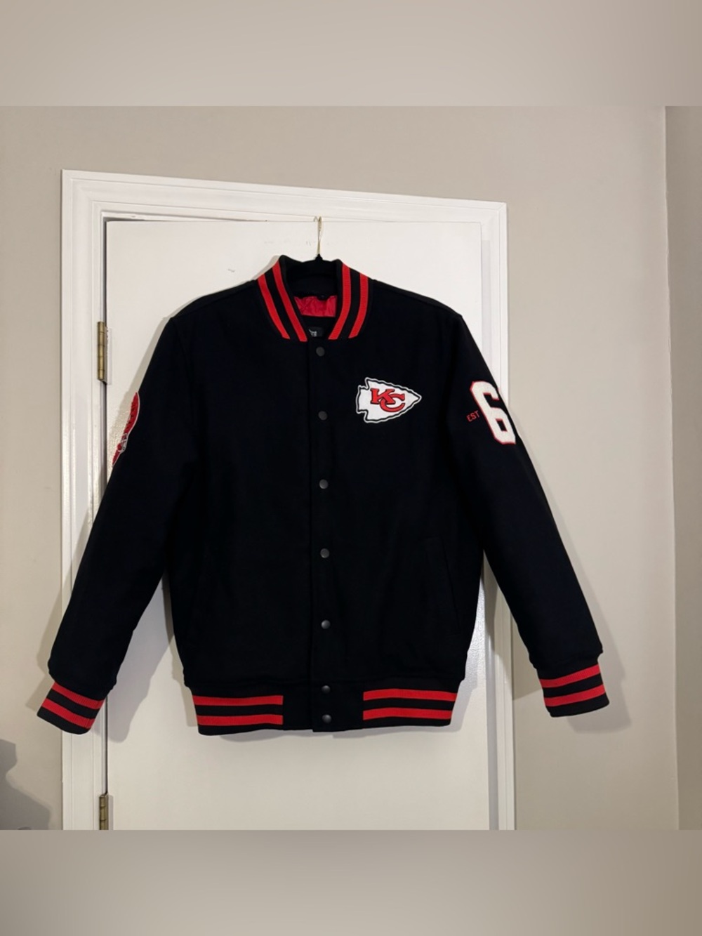 NFL Red and Black Team Apparel bomber varsity  coaches jacket